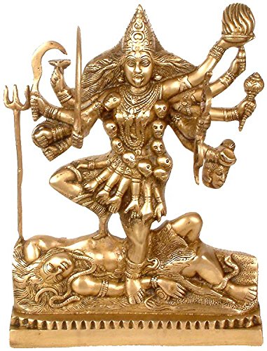 Brass Goddess Maa MATA Kali Statue Idol Murti, Height 12.5