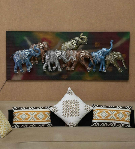 Iron 7 Running Elephant with LED Light Vastu (Height: 25 Inches)