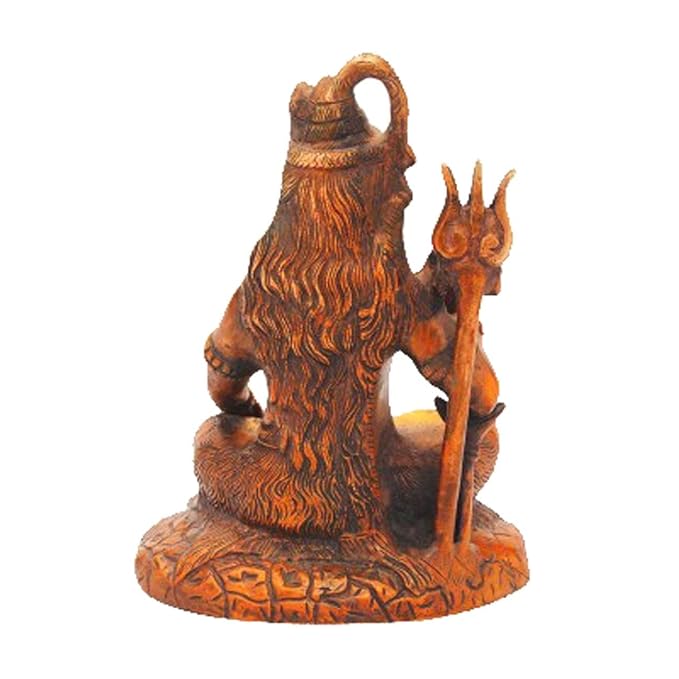 Brass  India Lord Shiva Sitting On Lion 17.78cm X 15.24cm - Copper Red Finish Craft Detail