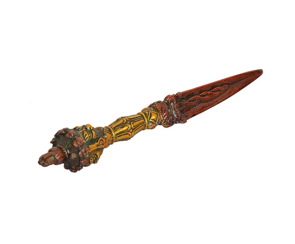 Brass Tibetan Handmade Dorje Vajra Furba Phurpa Dagger Adjustable Pendants (Height: 8.5 inch) Study Setting