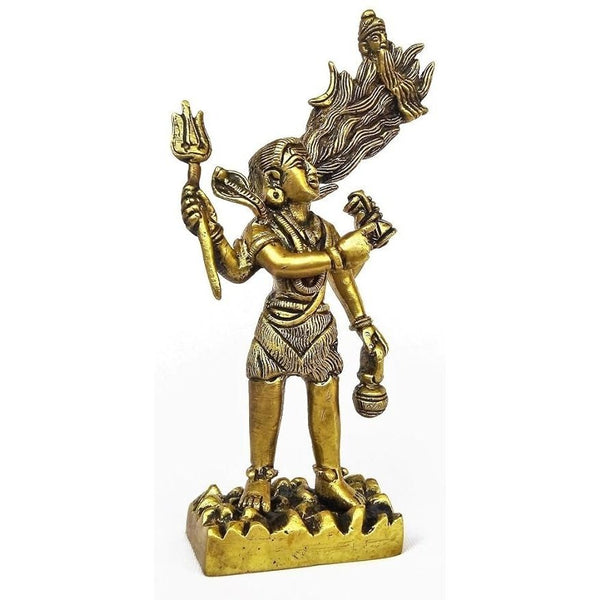 Brass Lord Shiva with Maa Ganga from jata Statue H - 7.2" | Home Decor Entryway Setting