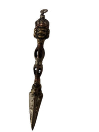 Brass Tibetan dorje vajra phurba dagger pendant, adjustable amulet, 10 cm