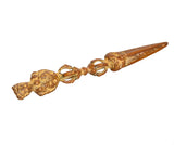 Brass-toned furba phurpa pendant dagger with looped links and textured ornamentation