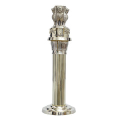 Lion-topped Ashoka Stambh showpiece, fluted column with polished round base