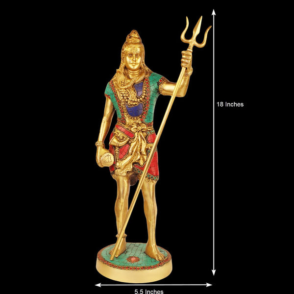 Brass Standing Bholenath Idol (Height :18 Inches) Entryway Setting