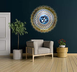 Circular OM wall decor with LED lights and ornate gold metal frame