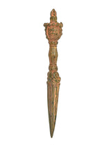 Multicolored brass furba dagger pendant upright, face ornament and narrow point