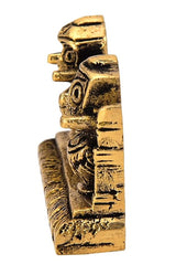 Brass carved side of Jagannath, Balram and Subhadra statue, close view