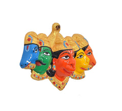 Panchmukhi Hanuman wall hanging, five faces with gold crown and central red face