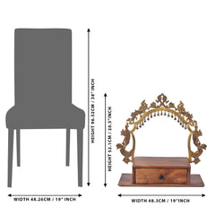 Temple Altar with Bells and Wooden Drawer | Decorative Brass & Wood Showpiece for Home and Office (Height:20.5 Inches)