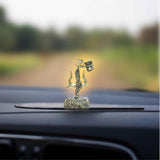 Brass Lord Shiva trishul and damru showpiece on car dashboard