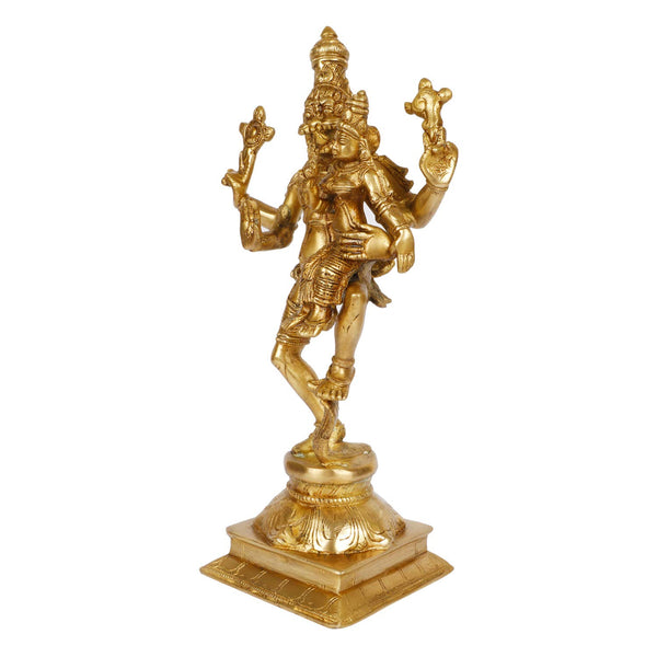 Handcrafted Brass Lakshmi Narasimha Murti for Home Temple (Height: 12 Inches) Study Setting