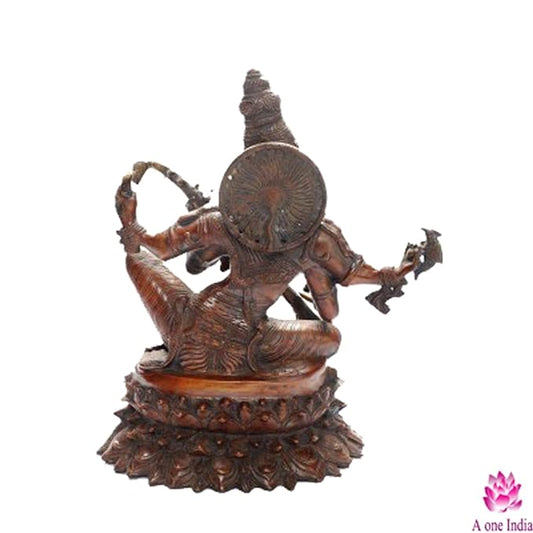 Brass India Goddess Saraswati 45.72cm X 30.48cm - Copper Orange Polish