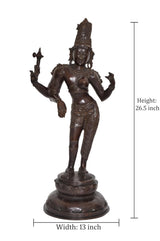 Brass Ardhanarishvara Shiva Parvati statue idol, Height: 26.5 in, Width: 13 in