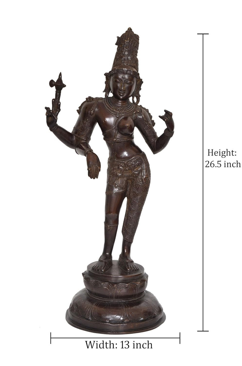 Brass Ardhanarishvara Shiva and Parvati Brass Statue Idol Murti for Pooja Home Decor Mandir (Height : 26.5 inch)