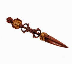 Brass Tibetan Handmade Dorje Vajra Phurba (Phurpa) Dagger Adjustable Pendant (Height: 9 Inches)