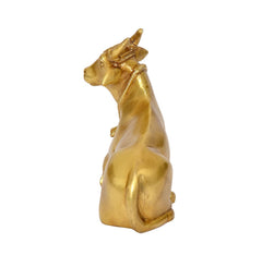 Messing Nandi Stier Statue von hinten, aufgerichtete Haltung mit Schwanzdetails