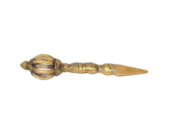 Brass Dorje Vajra Furba with rounded handle details and pointed tip