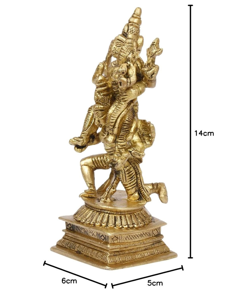 Brass Vishnu Laxmi on Garuda Dev Murti (Height: 5.5 Inch)