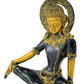 Brass Seated Indra Dev Sculpture in Golden Black Height : 7.25 inches