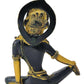 Brass Seated Indra Dev Sculpture in Golden Black Height : 7.25 inches