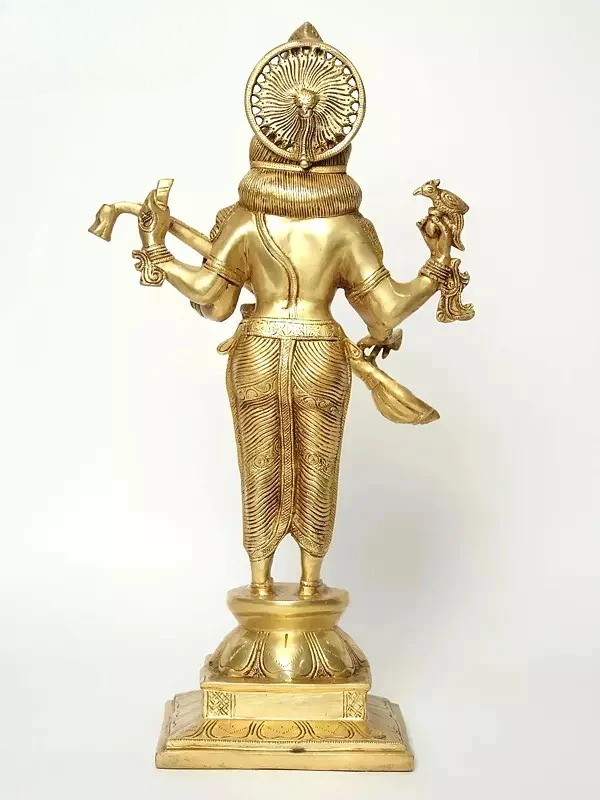 Veena-Vadini Brass Statue of Goddess Saraswati 23 Inches Study Setting