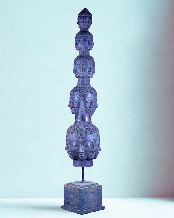 Bronze Buddha Tower with 40 faces Idol (Height :38 Inches) Entryway Setting