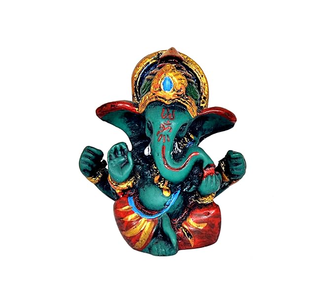 Resin Lord Ganesha Ganpati Statue Idol Murti, Height : 6 cm Craft Detail