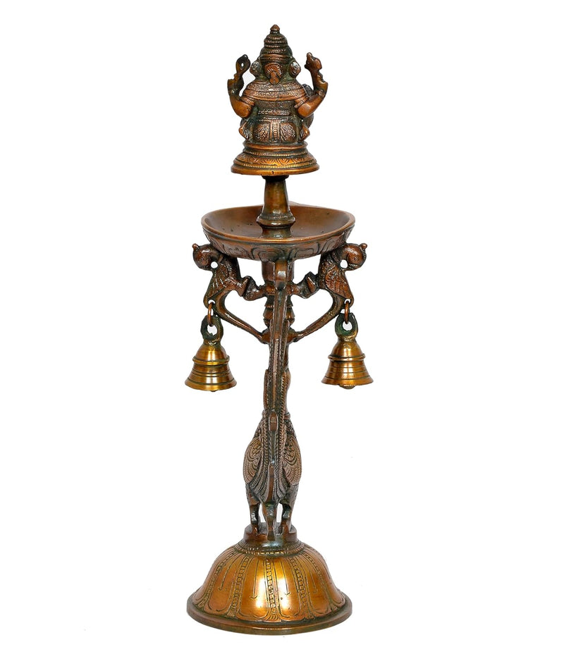Brass Ganesha Lamp with Balls Diya Showpiece (Height 13 Inch)