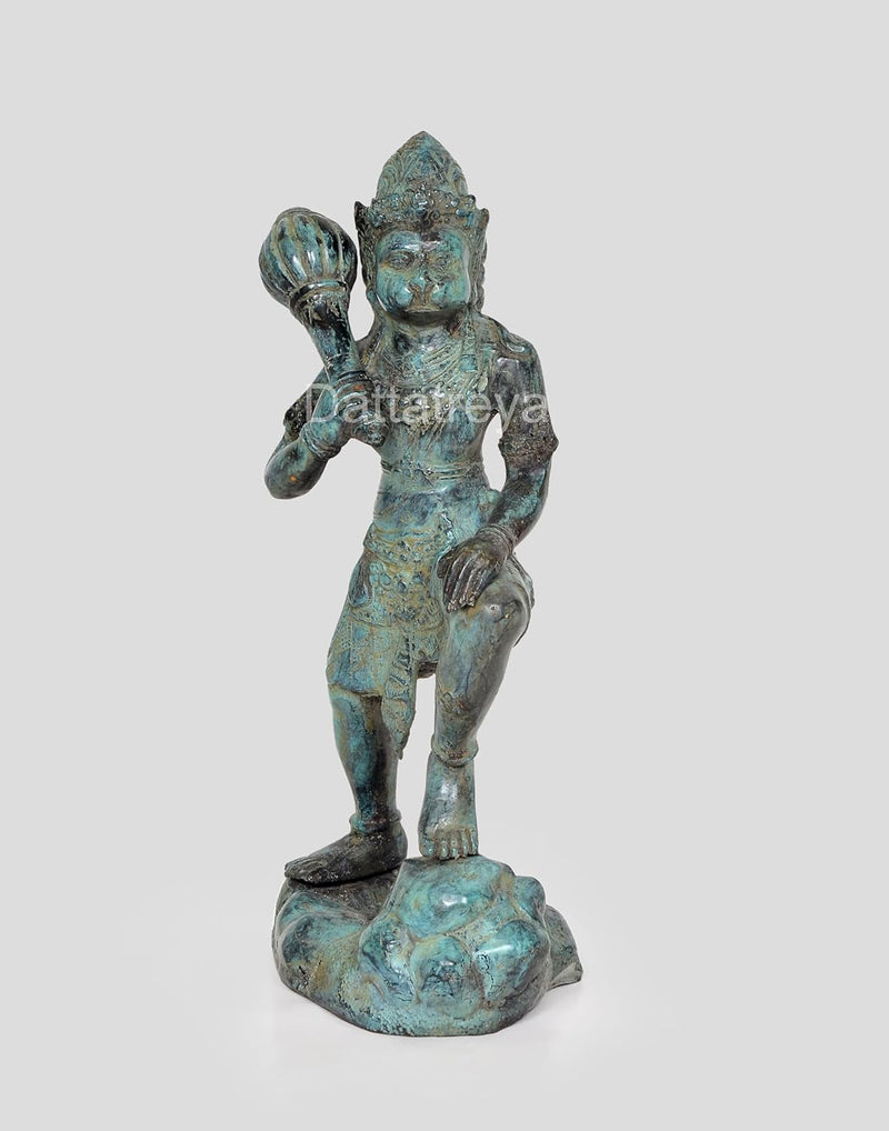 Vintage Indonesian Bronze Hanuman Ji Standing Statue (Height: 12 Inches)