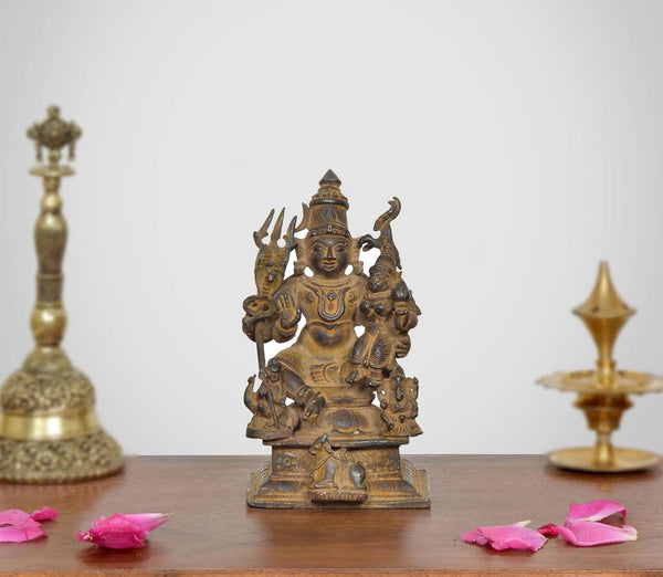 Copper Shiv Parivar Statue (Height 4 Inch)