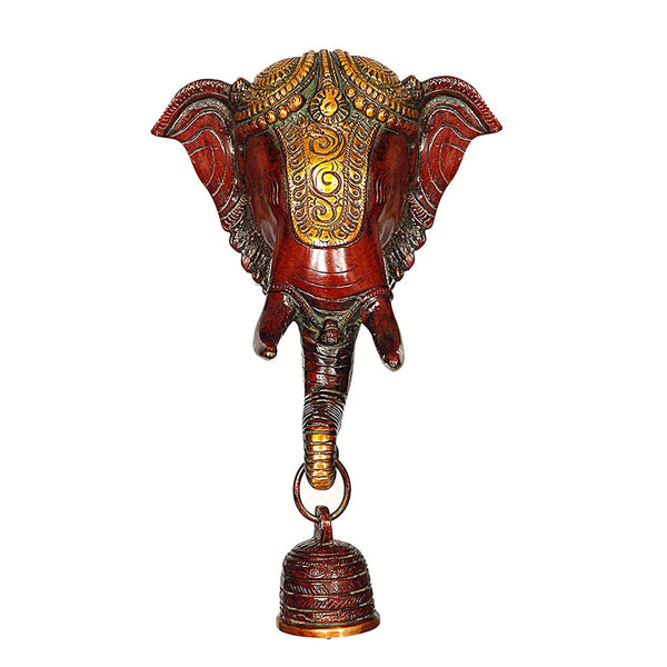 Brass Elephant Wall Hanging Home Decor Beautiful Bell (Height: 10 Inches) Entryway Setting