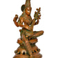 Brass Maa Saraswati Statue - Handcrafted Hindu Goddess Saraswati Idol for Home Decor and Pooja (Height 12Inch)