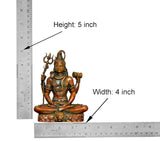 Lord Shiva brass statue, Height 5 inch and Width 4 inch, seated with trident and drum