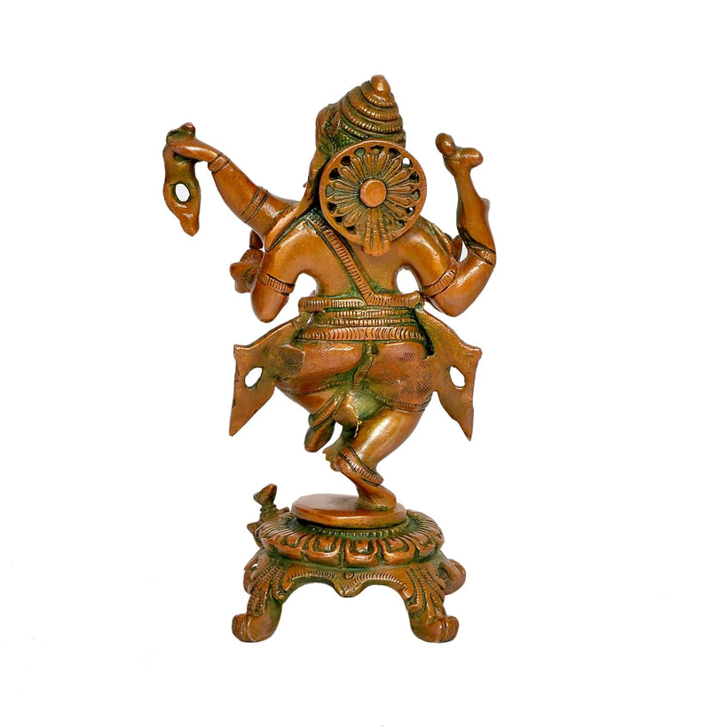 Brass Lord Dancing Ganesha Murti - Religious Statue for Home Temple (Height 7.5 Inch)