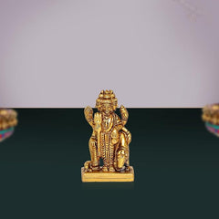 Brass Trimurti idol (Brahma, Vishnu, Mahesh), 3-inch statue on base