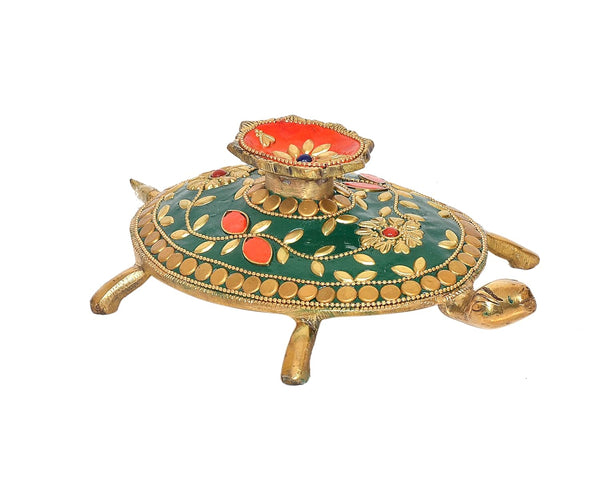 Brass Handcrafted Tortoise Figurine Kachua Unique Home Decor Vastu Accent (Height: 2.5 inch) Study Setting