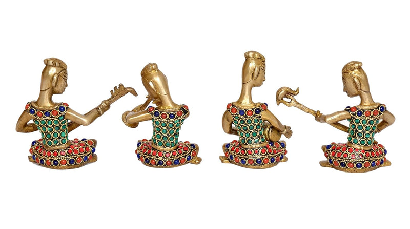 Brass Musicians Band Ladies in Brass Showpiece for Home and Office Decor (Set of 4) (Height : 4 inch)