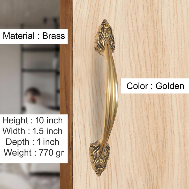 Brass Main Door Pull Handle Pair (Pack of 2) (Height : 10 inch)