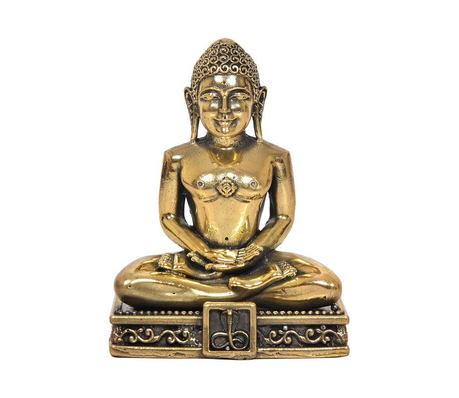 Superfine Brass Mahavir Jain Idol Decorative Showpiece (Height :4 Inch) Craft Detail