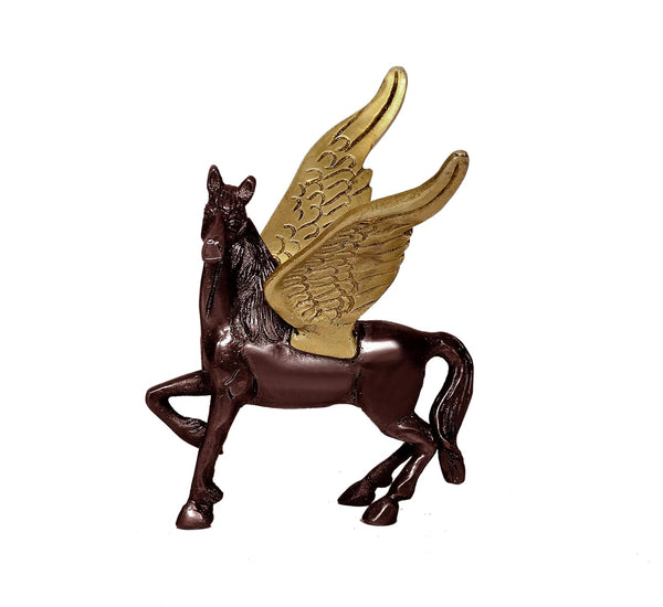 Brass Flying Angel Horse Statue Pegasus Animal Feng Shui Decorative Décor Showpiece (Height 4 Inch) (Multicolor)