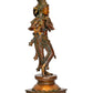 Brass Standing Lord Krishna Statue Playing Flute Sculpture for Home Office Temple Gift Showpiece, (Height 14.5 Inch)