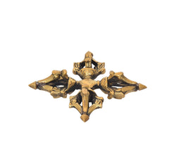 Brass double vishva-vajra dorje, front view with detailed central stem
