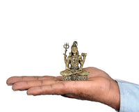 Lord Shiva brass sculpture held in hand, 3 inch height for mandir office decor