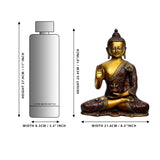 Brass Buddha idol size diagram: height 10 in, width 21.6 cm (8.5 in)