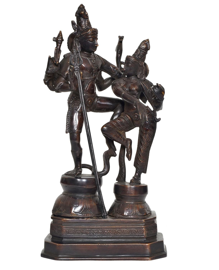 Brass Shiva Parvati Dancing Idols for Home Decor Office (Height :12.5 inch) Craft Detail