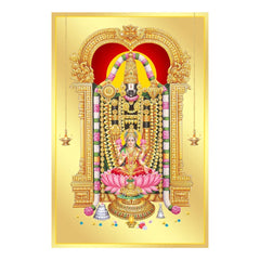 Tirupati Balaji wall poster featuring seated deity with pink lotus and golden ornaments