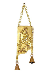 Gold Ganesh print hanging bell decoration with OM and two brass bells