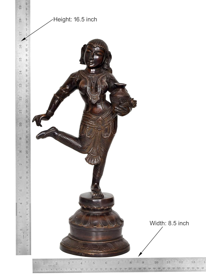 Brass Pot Lady Taking Out Thorn from Her Foot for Home Decor Office (Height :16.5 inch).