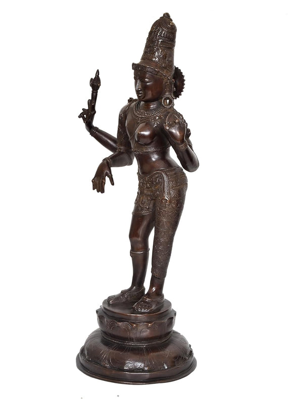 Brass Ardhanarishvara Shiva and Parvati Brass Statue Idol Murti for Pooja Home Decor Mandir (Height : 26.5 inch) Study Setting